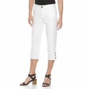 DANA BUCHMAN WOMEN'S FLEX FIT WHITE CAPRI JEAN PANTS, SIZE 6, NWT, $50